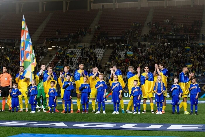 Coaching staff of the Ukraine national team at a match