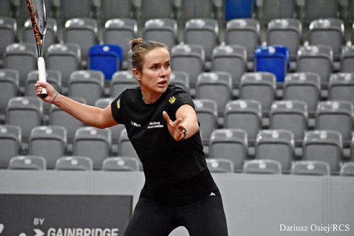 Svitolina with the Ukrainian national team during training