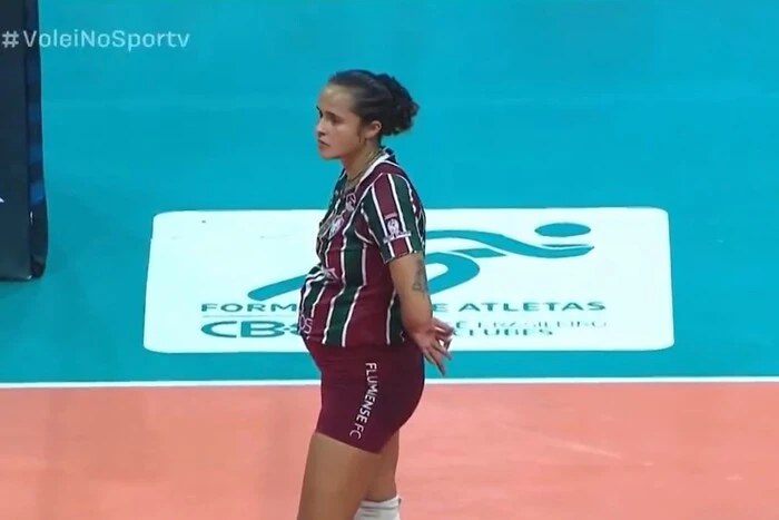 Volleyball player at five months pregnant