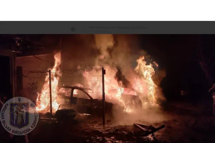 Fire in Kyiv from UAV wreckage