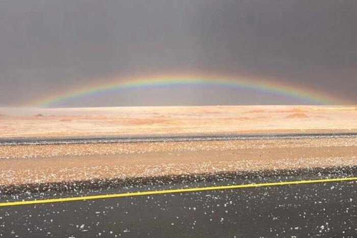 Snow in the desert of Saudi Arabia
