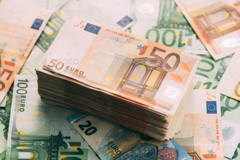Ukraine flag alongside euro investments