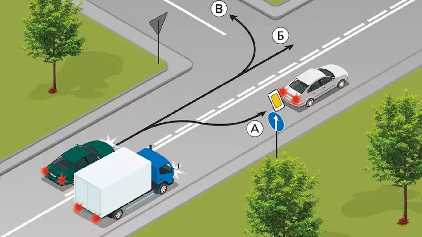 The Deceptive Traffic Exam - with which course is overtaking allowed?